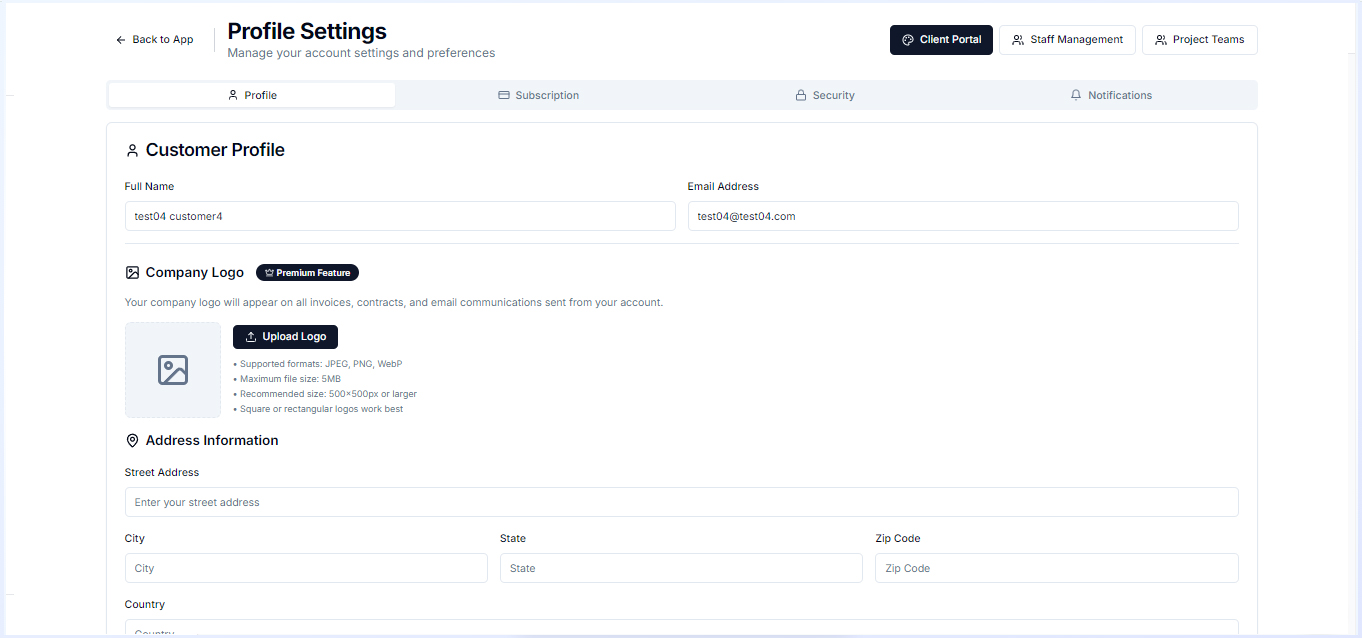 Settings Page
