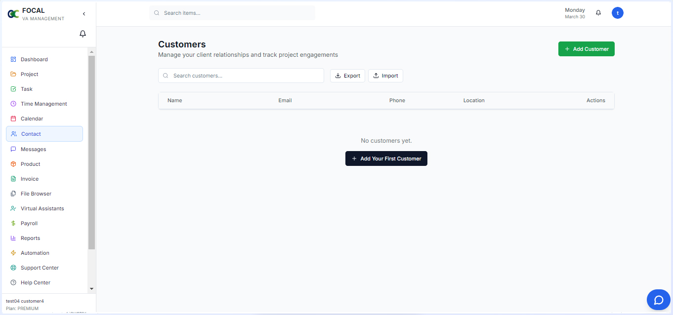 Customer Page